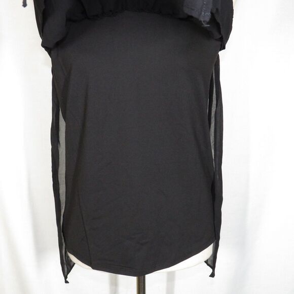 C Wonder Christian Siriano Black Ruffled Flowy Chiffon Overlay High Low Top XS - Picture 6 of 11